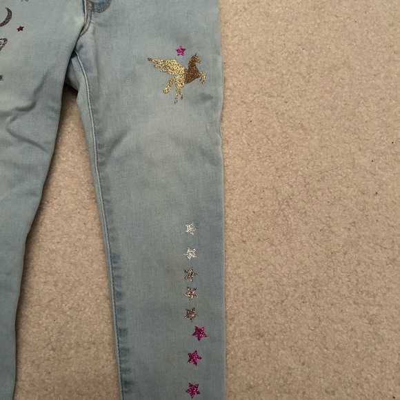 Gap Denim Super Skinny Jeans Glitter Sparkle Unicorn Stars size 5 - Picture 2 of 5